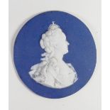 Wedgwood rare dark blue dipped Jasper portrait medallion of Catherine II: The Great Empress of