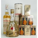 A collection of Whisky to include Blairmhor 8 years old malt Whisky: Six miniature boxed dimple