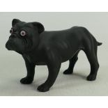 Wedgwood black Basalt model of a Bulldog: With white glass eyes, height 7.