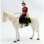 Beswick prototype model of Queen Elizabeth on painted white coloured horse: Marked colour trial no