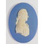 Wedgwood solid pale blue Jasper portrait medallion of Dr W Herschel: Flaxman incised in truncation.