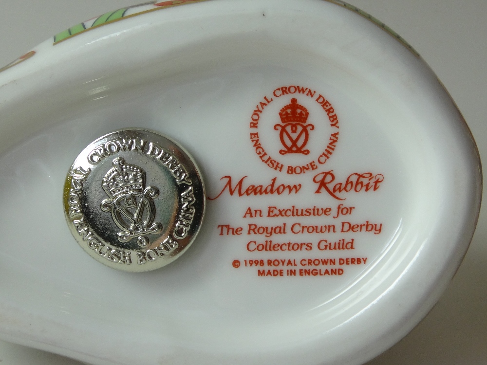Two x Royal Crown Derby paperweights MEADOW RABBIT & LITTLE OWL 371/1000: Silver stoppers, - Image 2 of 5