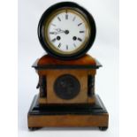 Early 20th century French walnut mantle clock: Height 31cm.