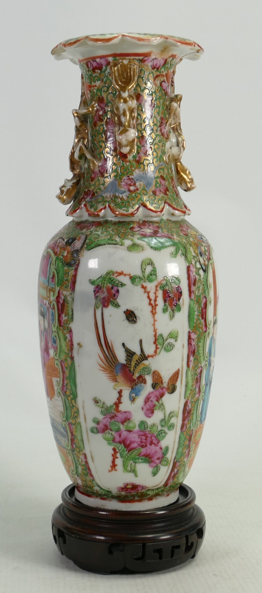 19th century Chinese vases: Including Cantonese vase (damaged to top rim) and another Chinese blue - Image 12 of 12