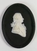 Wedgwood solid black Jasper portrait medallion of Sir John Jervis: Earl of Saint Vincent c1920