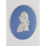 Wedgwood solid pale blue Jasper portrait medallion of Sir Josepth Banks: To commemorate opening of