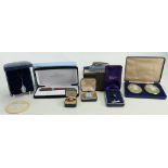 A collection of Wedgwood Jasperware collectors items: Comprising jewellery, various plaques, pen,