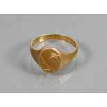 9ct gold gents Signet ring: Size Z-1, 4.3g.