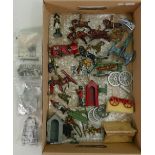 General assortment of vintage military lead soldiers and cannons: Die cast fire engine and firemen,