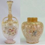 Doulton Burslem Spanishware items: Including two handled vase and small vase, tallest 28cm.