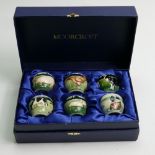 Moorcroft boxed set of six Egg cups: With farmyard designs in lined presentation box.