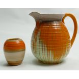 Selection of Shelley to include: 6.5" handled jug in Harmony Drip ware in brown/orange, 3.
