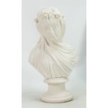 Veiled Parian bust: Unmarked, height 25cm.