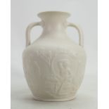 19th century Salt glazed Portland vase: Small chip to top rim - unmarked, height 22cm.