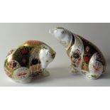 Two x Royal Crown Derby paperweights Goviers POLAR BEAR and Goviers ROCKY MOUNTAIN BEAR: No Boxes,