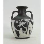 Wedgwood black & white Portland vase: Height 27cm, some fire cracks to base.