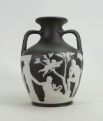 Wedgwood black & white Portland vase: Height 27cm, some fire cracks to base.