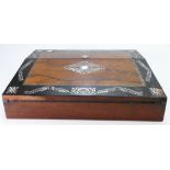 Victorian Rosewood & Ebony writing slope: Inlaid with mother of pearl, w25 x L35x h9cm.