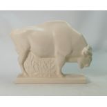 Later Wedgwood model of a bison from an original by John Skeaping: Cream colourway, height 23cm.