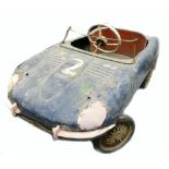 1960s Triang tin plate childs pedal shaped as convertible E type Jaguar: L107 x w42 x h33cm.