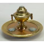 Wedgwood Cameo set brass Inkwell: Set in brass Ormolu mount, height 12cm.