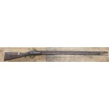 19th century British Military Percussion Musket: With Brown Bess type fittings, length 145cm.