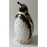 Royal Crown Derby paperweight GALAPAGOS PENGUIN 233/1000: Gold stopper, certificate, first quality,