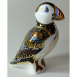 Royal Crown Derby paperweight PUFFIN: Gold stopper, NO certificate, first quality, original box.