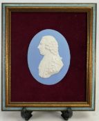 Wedgwood Sage green dipped Jasper portrait medallion of Henry Dundas: In wooden surround c1801,