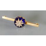 High carat gold Diamond & Enamel brooch 19th century: Gross weight 7.3g.