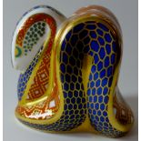 Royal Crown Derby paperweight SNAKE: Gold stopper, NO certificate, first quality, original box.