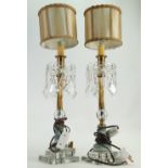 Wedgwood Sage green Jasper dipped table lamps: With pair of shades, height 51cm.