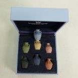 Wedgwood collection of miniature Portland vases: Boxed, 7 items.