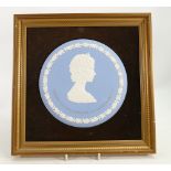 Wedgwood light blue Jasperware round plaque for The National Savings Committee 50th Anniversary