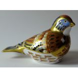 Royal Crown Derby paperweight LINNET for Sinclairs: Gold stopper, certificate, first quality,