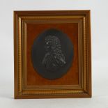 Wedgwood black Basalt portrait plaque of Sir Christopher Wren: In gilded frame, 19 x 16.