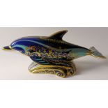 Royal Crown Derby paperweight LYME BAY DOLPHIN 841/1500: Gold stopper, certificate, first quality,