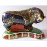 Royal Crown Derby paperweight BLUE BULL 322/400: Gold stopper, certificate, first quality,