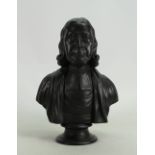 Wedgwood black Basalt Bust Of John Wesley: Height 21cm (chip to column at rear).