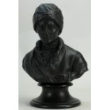 Wedgwood black Basalt half bust of Jean Jacques Rousseau: 19th century, height 16cm.