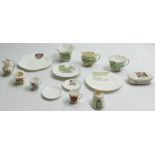 A collection of Shelley Crested and Seriesware to include: Hairpin Box, ewer, top hat,