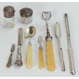 Interesting collection of silver and plate: Includes 18th century silver marrow scoop & similar