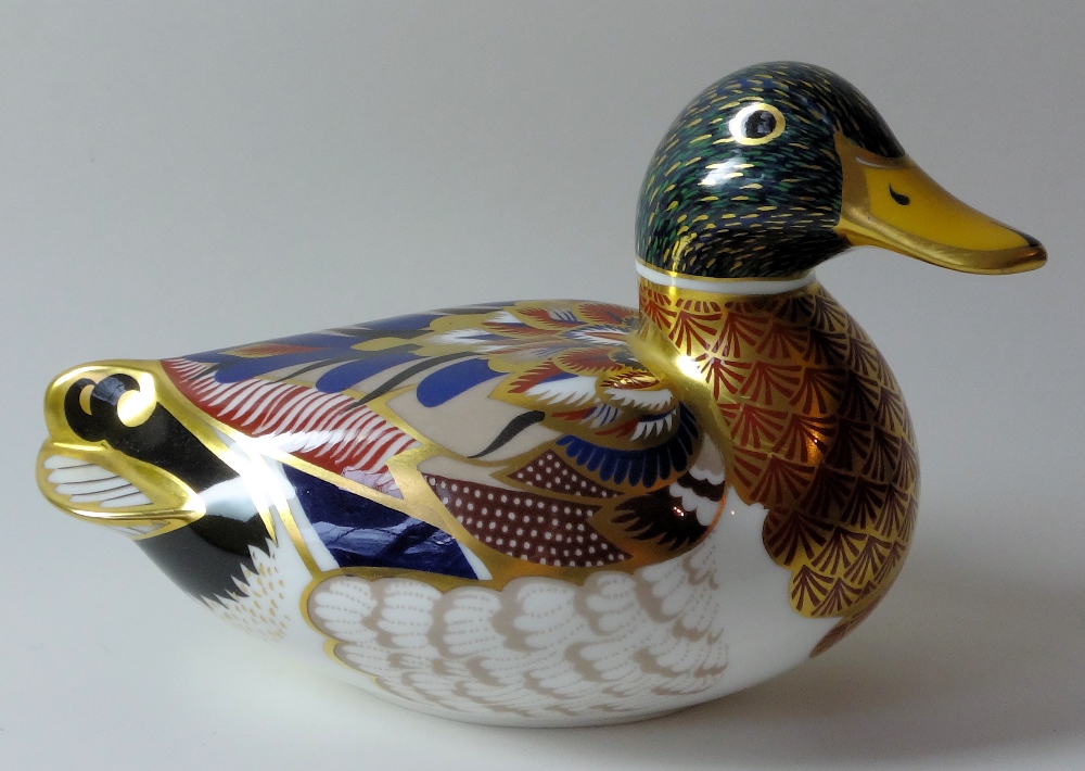 Royal Crown Derby paperweight MALLARD: Gold stopper, NO certificate, first quality, original box.