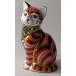 Royal Crown Derby paperweight CHESHIRE CAT 107/500: Gold stopper, certificate, first quality,