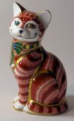 Royal Crown Derby paperweight CHESHIRE CAT 107/500: Gold stopper, certificate, first quality,