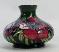 Moorcroft Anemone squat vase: Red dot seconds, height 10cm.