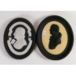 Wedgwood black & yellow oval portrait plaques of Josiah Wedgwood dated 1980 & Piers Wedgwood 2014: