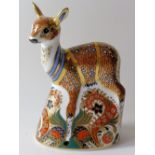 Royal Crown Derby paperweight FAWN for Sinclairs 160/1500: Gold stopper, NO certificate,