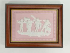 Wedgwood pink & white rectangular plaque decorated with Cupids: In resin frame. overall 26.5 20.