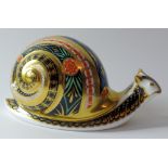 Royal Crown Derby paperweight GARDEN SNAIL for Sinclairs 257/4500: Gold stopper, certificate,